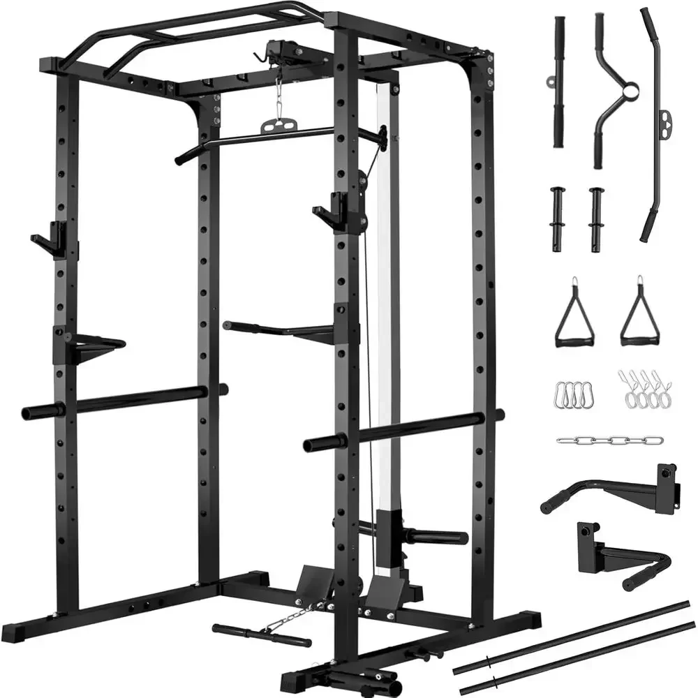 Lat Pulldown Bar - 2000LBS Capacity Power Rack with Lat
