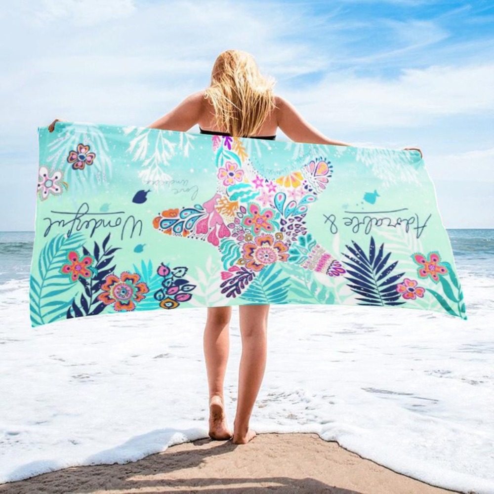 Yoga Mat For Fitness - Starfish Printing Bath Towel 27x55inch Beach
