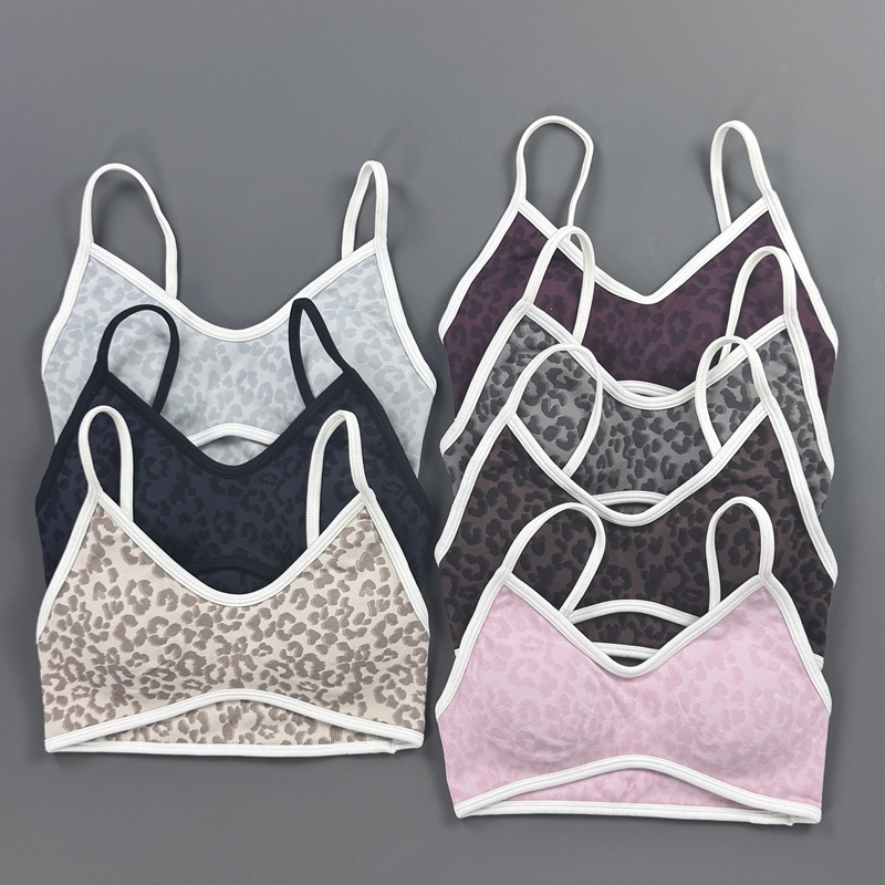 Yoga Fitness Exercises - Sports Bra Women Leopard Print Thin