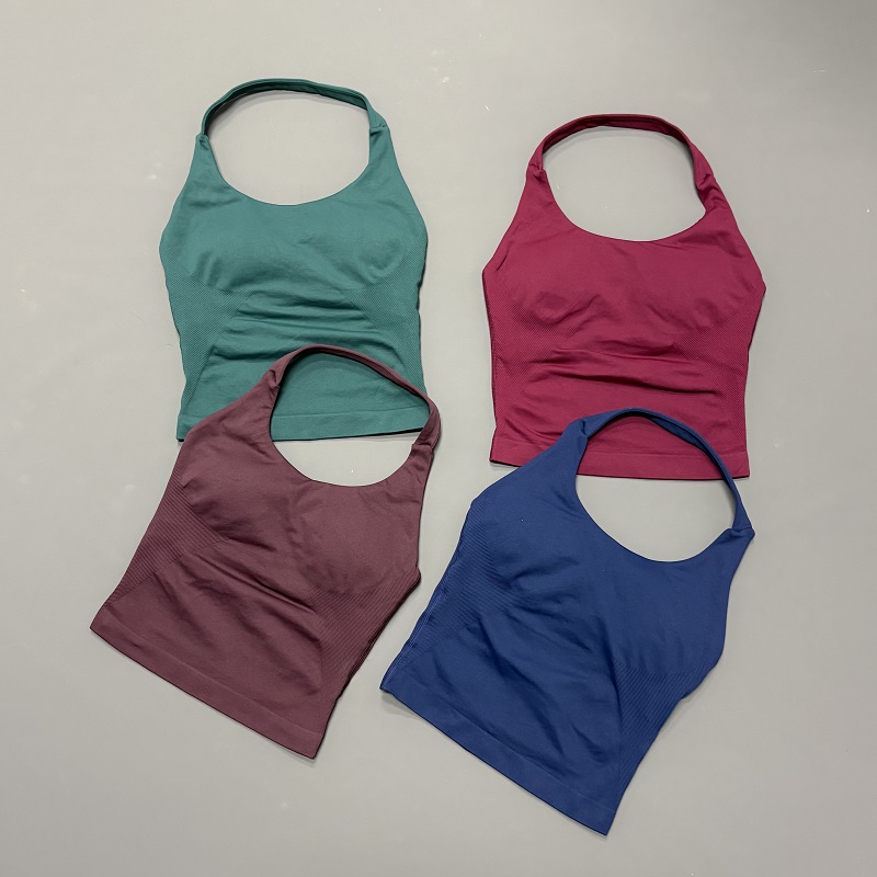 Yoga Mat For Fitness - Women Halter Neck Sports Top Seamless