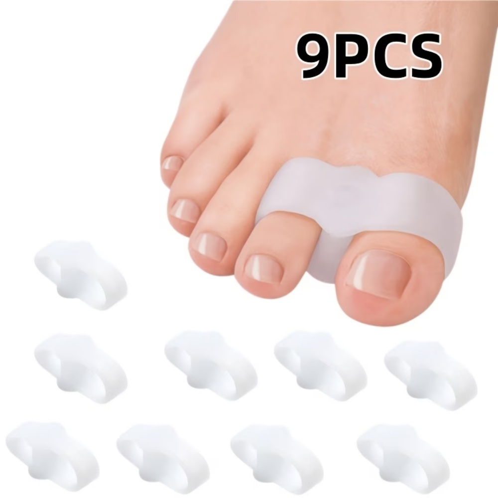Yoga Toe Separator - 9-Piece Soft Silicone Toe Separators, Double-Ring