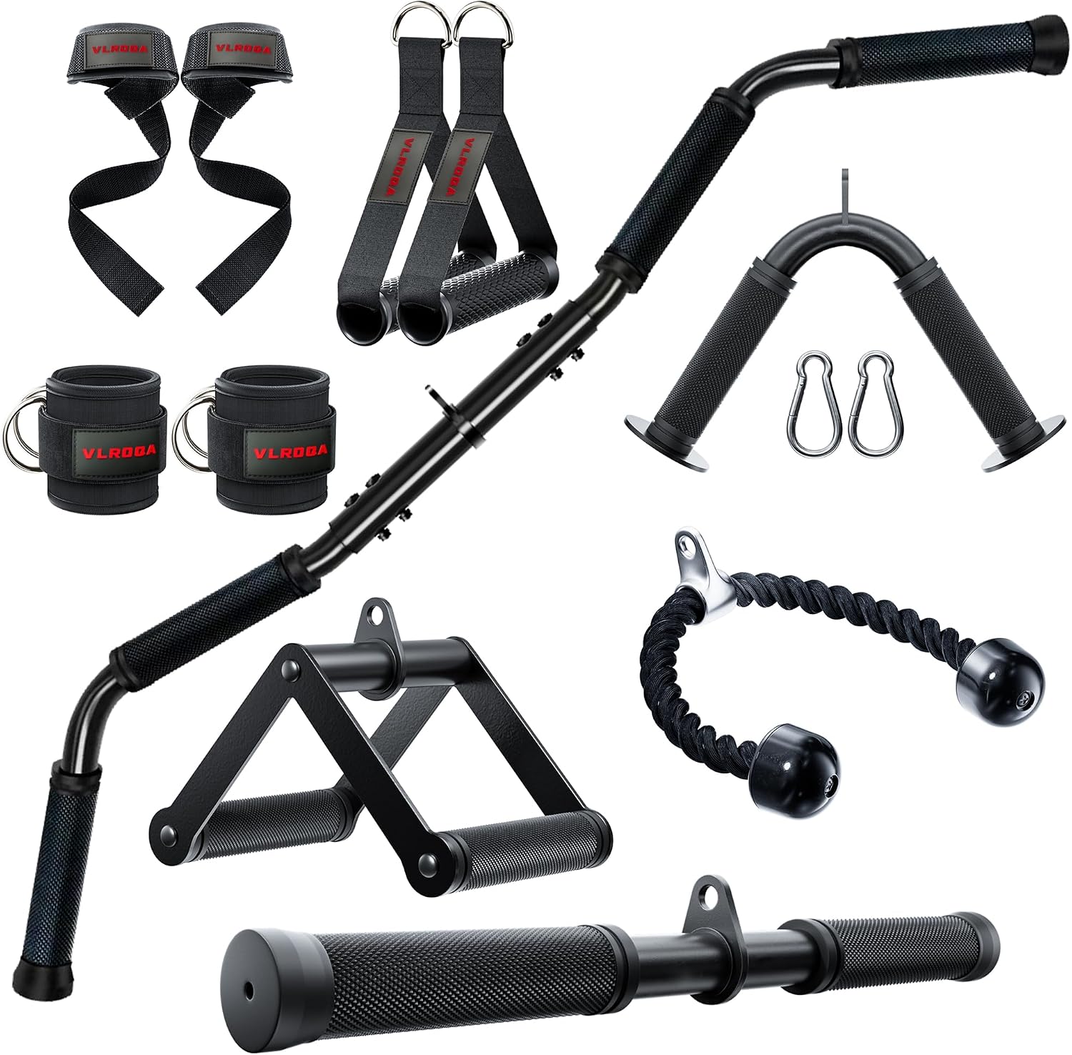 Lat Pulldown Bar - Home Gym Cable Attachments Set -