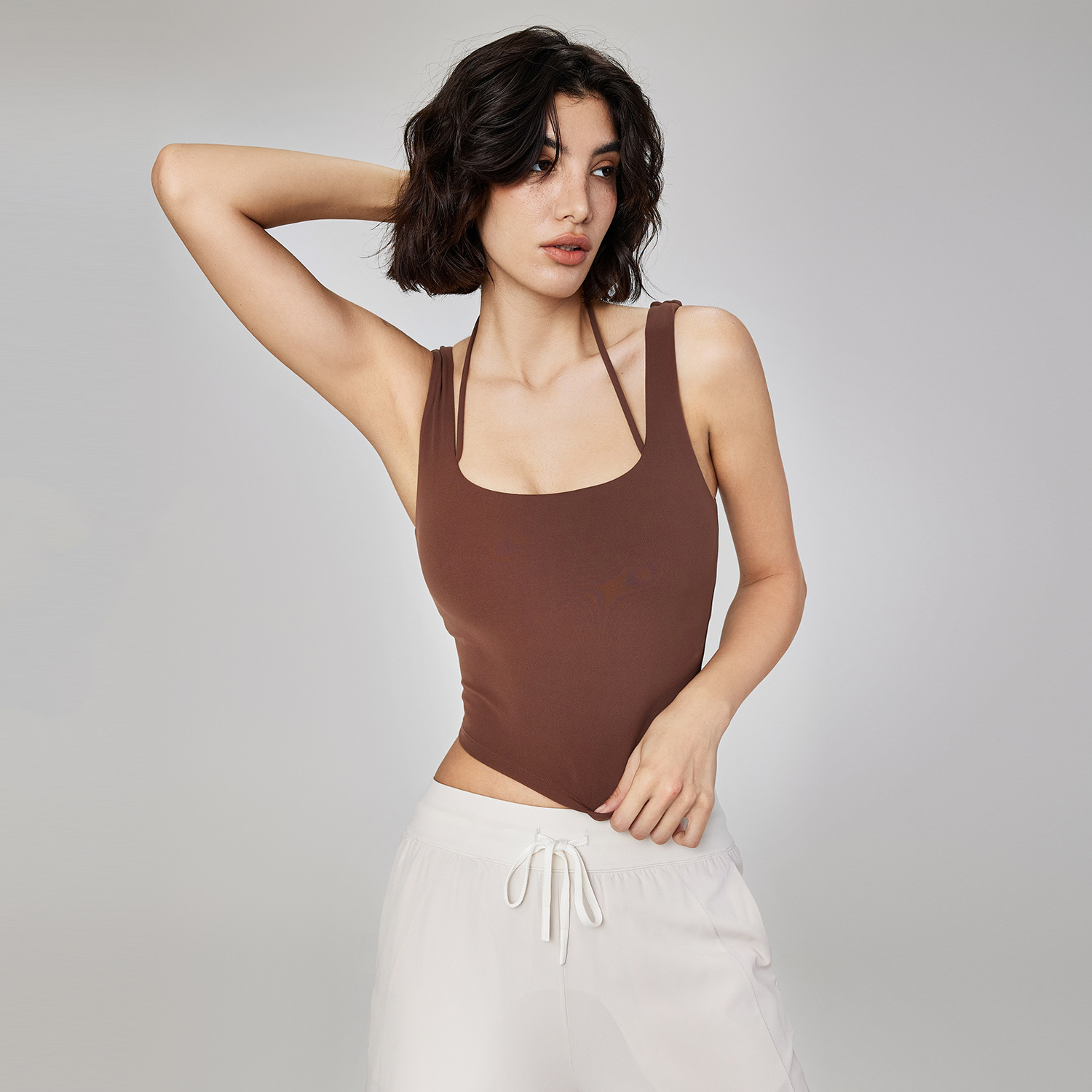 Yoga Fitness Exercises - Nude Feel Fake Two-Piece Sport Bra