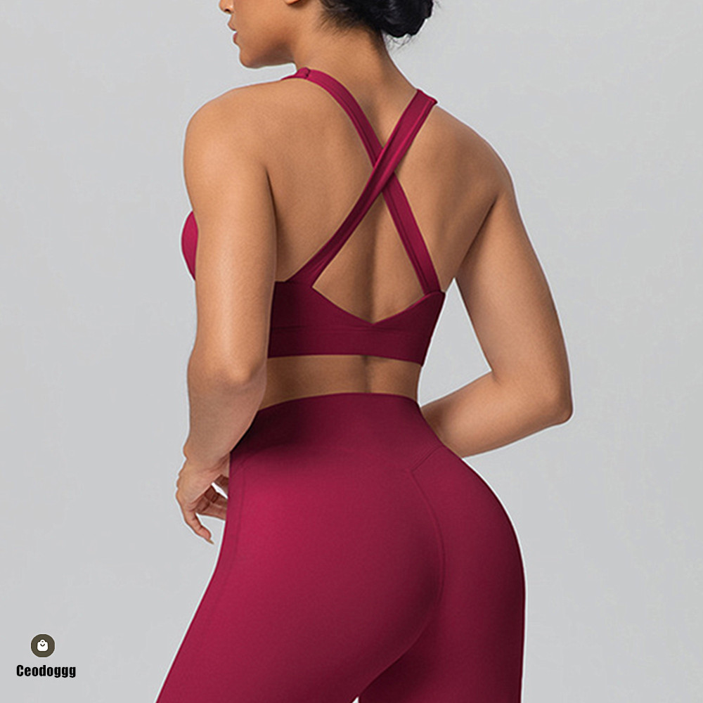 Yoga Mat For Fitness - Pad Cross Shoulder Strap Yoga Bra
