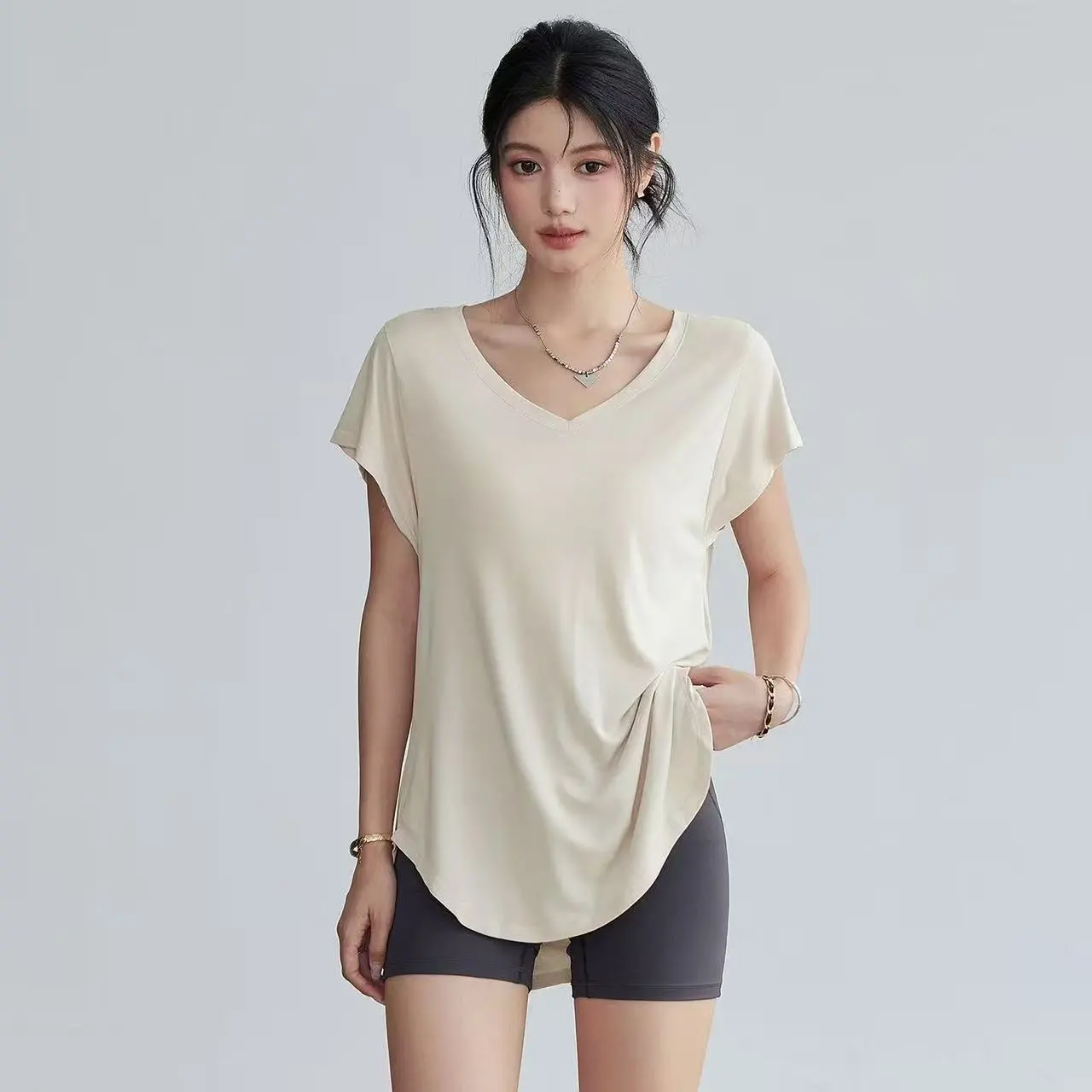 Yoga Fitness Exercises - Women's Slimming Round Neck Yoga T-Shirt