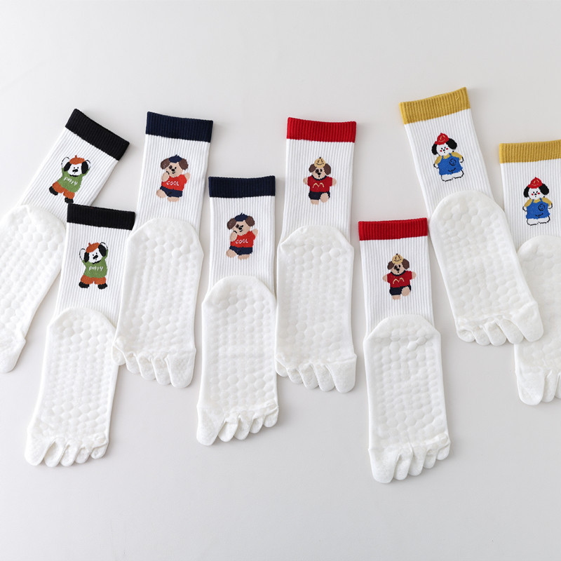 Yoga Toe Separator - Cartoon 5-Toe Yoga Socks Non-Slip Mid-Crew