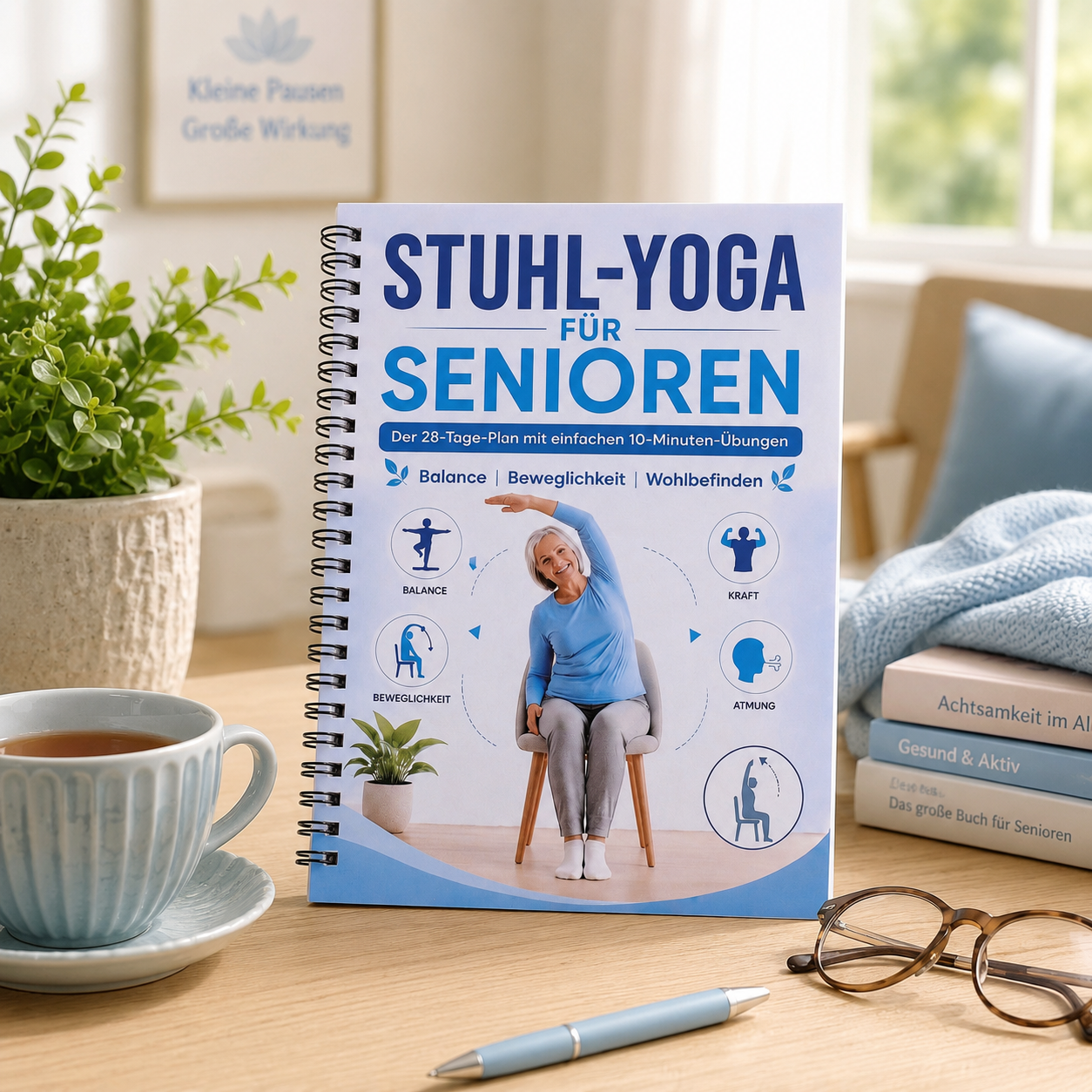 Illustrated Chair Yoga Workout - Yoga Fitness Journal review and price