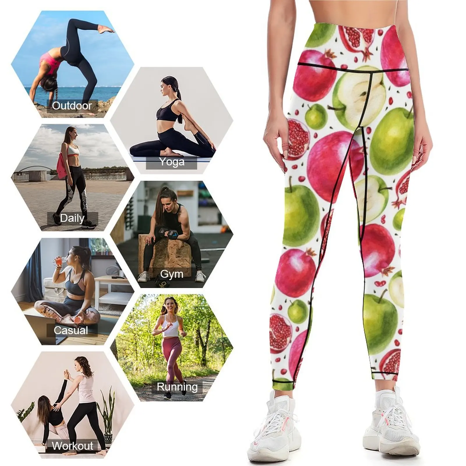 Watercolor pattern. Pomegranat - Yoga Fitness Apple review and price