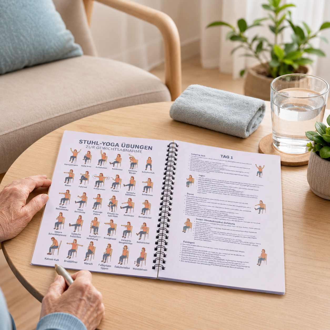 Illustrated Chair Yoga Workout - Yoga Fitness Journal review and price