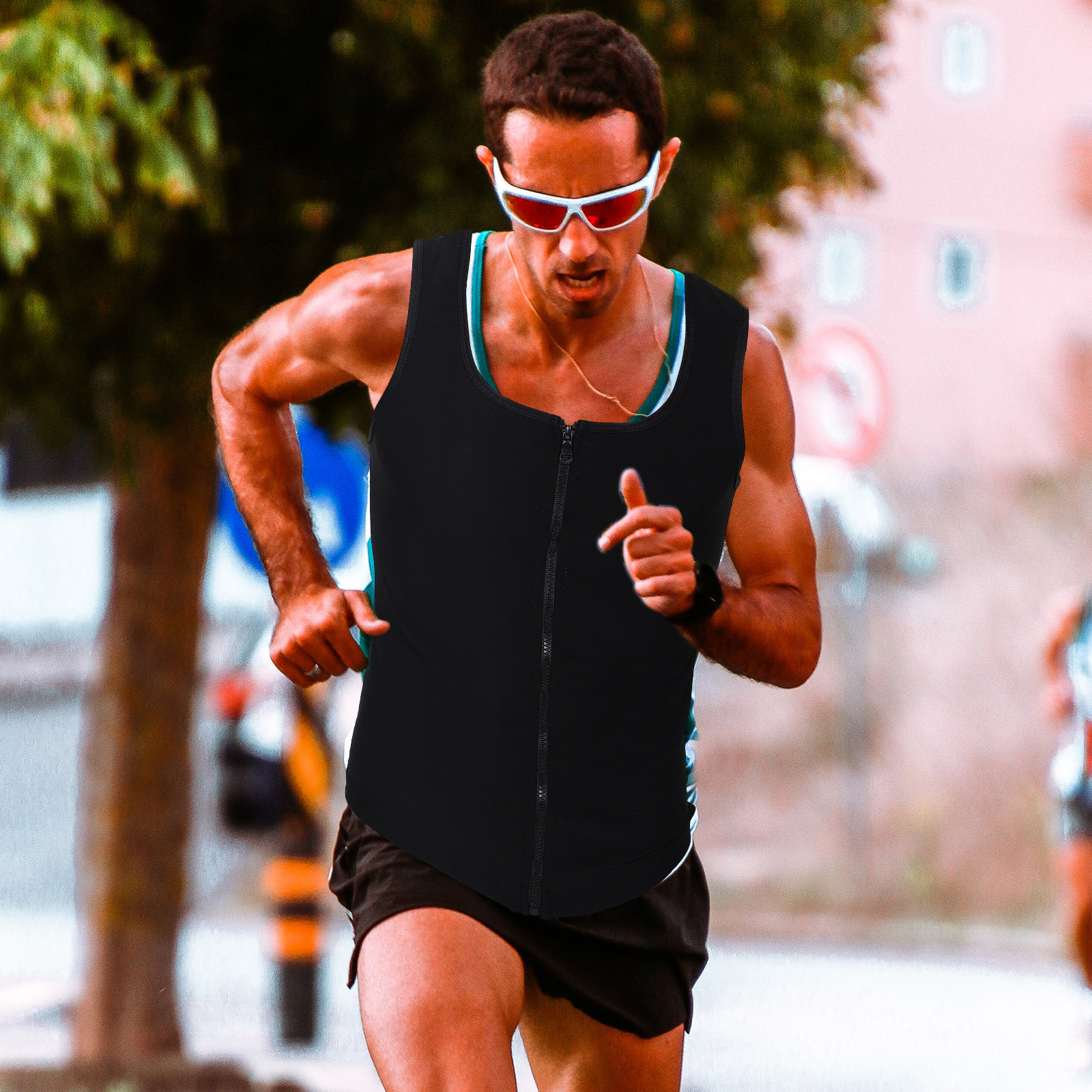 Mens Zip Up Sweat Vest Workout - Yoga Fitness Trainer review and price